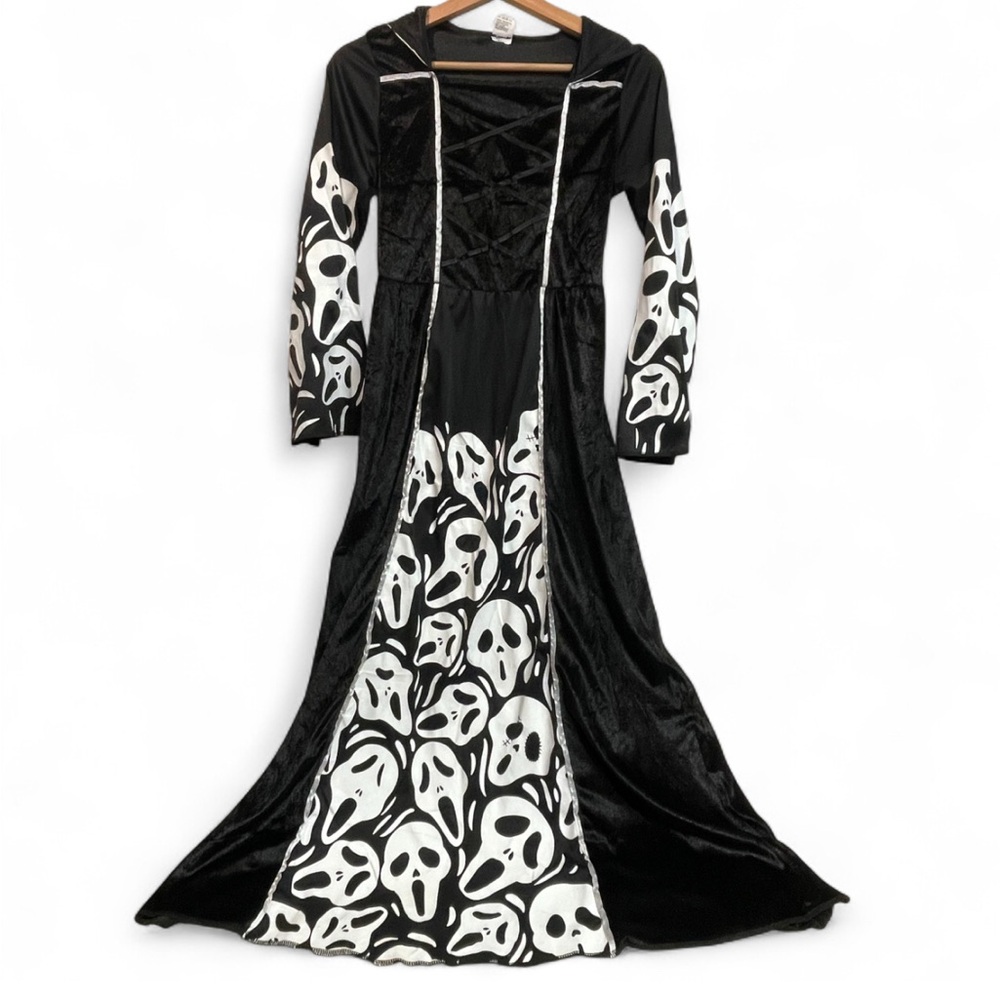 Black & white Velvet Scream‎ Ghostface Hooded costume Youth XL - Picture 5 of 8